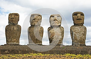 Statues on easter island photo
