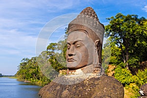 Statues at the entrance of Angkor Thom, Cambodia