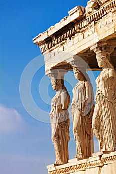 Statues of Erechtheion in Athens, Greece