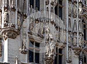 Statues on the facade of the Brussels Town Hall