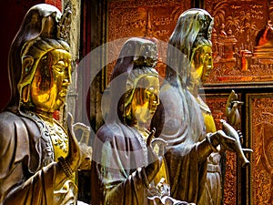 Statues in Gangaramaya Buddhist Temple in Colombo, Sri Lanka