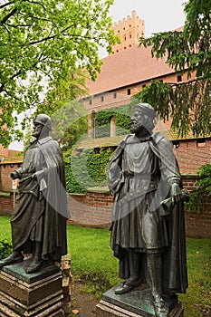 Statues of Grand Masters of the Teutonic Knights in Malbork Castle.