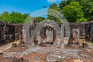 Statues at Hatadage at the quadrangle of Polonnaruwa ruins, Sri