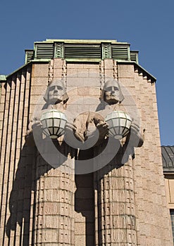 Statues Helsinki Main Railway Station Finland