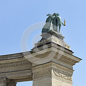 Statues of the heroes square, budapest