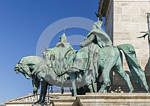 Statues at Heroes Square in Budapest