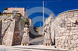 Statues of inca women in Chivay, Peru