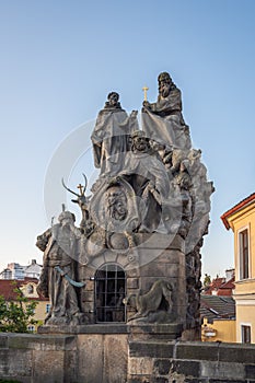 Statues of John of Matha, Felix of Valois and Saint Ivan at Charles Bridge - Prague, Czech Republic