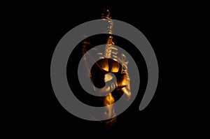 Statues of king egyptian pharaoh gods dead religion symbol isolated on black background photo