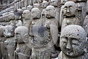 Statues of Ksitigarbha bodhisattva Jizo at Hasedera Temple, Hase-dera, Kamakura, Japan