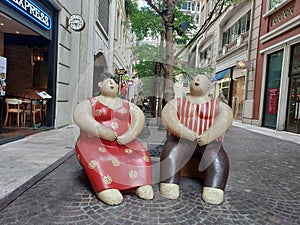 Statues at Lee Tung Avenue Wan Chai Hong Kong