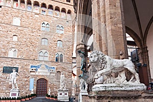 Statues in Loggia dei Lanzi and Palazzo Vecchio
