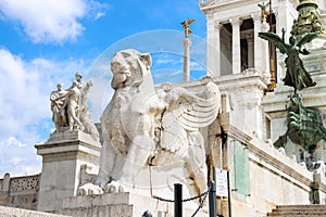 Statues in a monument to Victor Emmanuel II. Rome, Italy