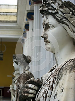 Statues of the nine muses at Achilleion Palace, island of Corfu. Achilleion was built by Empress Elisabeth of Austria, known as