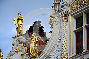 Statues on Old Civic Registry, Burg Square in Bruges, Belgium