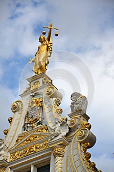 Statues on Old Civic Registry, Burg Square in Bruges, Belgium