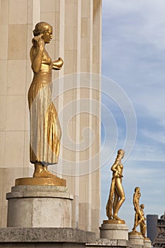 Statues in the Palais Chaillot, Paris photo