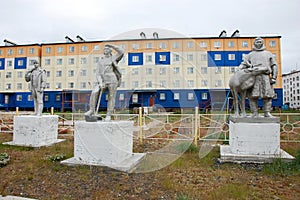 Statues at Pevek Arctic town Chukotka photo