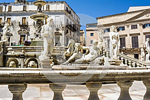 Statues in Piazza Pretoria, Square of Shame at Palermo, Sicily