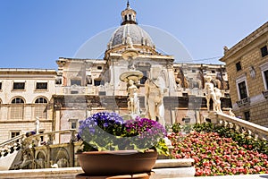 Statues in Piazza Pretoria, Square of Shame at Palermo, Sicily