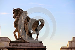 Statues at the Pont Alexandre III Bridge over the River Seine in Paris