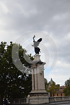Statues on the Ponte Vittorio Emmanuele II - Rome, Italy
