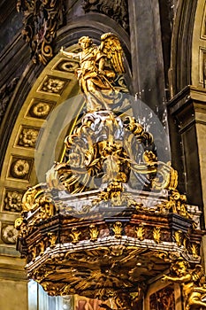 Statues Pulpit Hospital Hotel -Dieu Chapel Basilica Lyon France