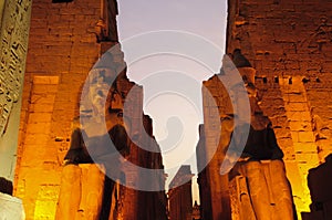 Statues of Ramses II at Luxor Temple. Luxor, Egypt