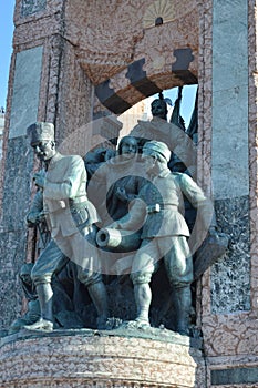 Statues that represent War of Independence, Republic Monument Taksim Square photo