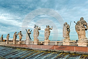 Statues on the roof of the Cathedral of St. Peter in Rome