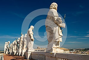 Statues on the roof of St. Peter`s basilica