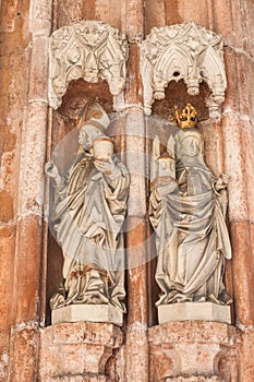 Statues of Saint Rupert and Saint Erentrude on the portal of th