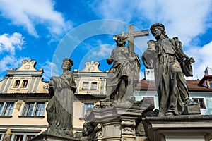 Statues of Saints Cosmas and Damian on Charles Bridge in Prague