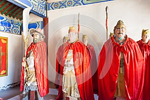 Statues at Sanyi Temple. a famous historic site in Zhuozhou, Hebei, China.