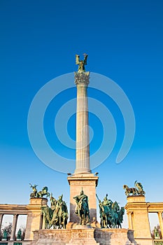 Statues of the Seven chieftains of the Magyars at the famous Heroes Square