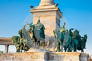 Statues of the Seven chieftains of the Magyars at the famous Heroes Square