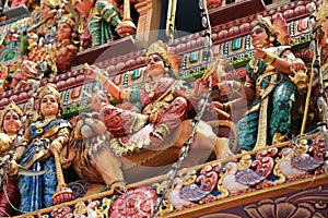 Statues of Sri Veeramakaliamman Temple in Little India, Singapore