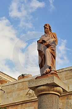 The statues of St. Jerome in Bethlehem