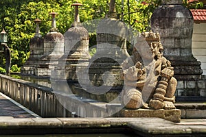 Statues and stupas of Mendut temple