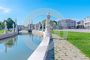 Statues surrounding Prato della Valle in Italian town Padua