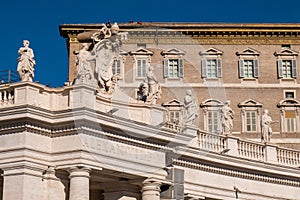 Statues surrounding Sant Peter's Square in Vatican City Rome Ita