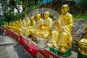 Statues at Ten Thousand Buddhas Monastery in Sha Tin, Hong Kong, China.