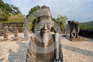 Statues at the tomb of Emperor Khai Dinh, Hue, Vietnam