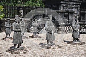 Statues in Tomb of Khai Dinh in Hue Vietnam