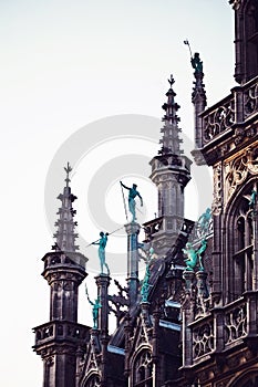 Statues on top of the Brussels city hall