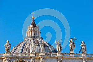 Statues at the top of St. Peter\'s Basilica, Vatican City, Rome