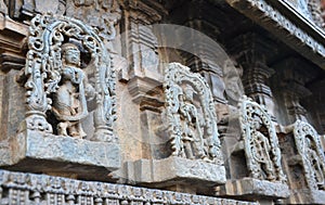 Statues on the walls of Hindu temple