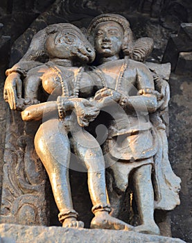 Statues on the walls of Hindu temple