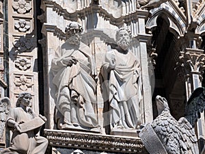 Statues at the west facade of Siena cathedral