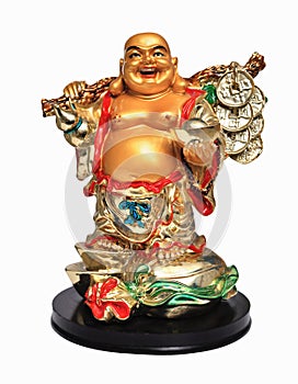 Statuette of Buddha on a white background